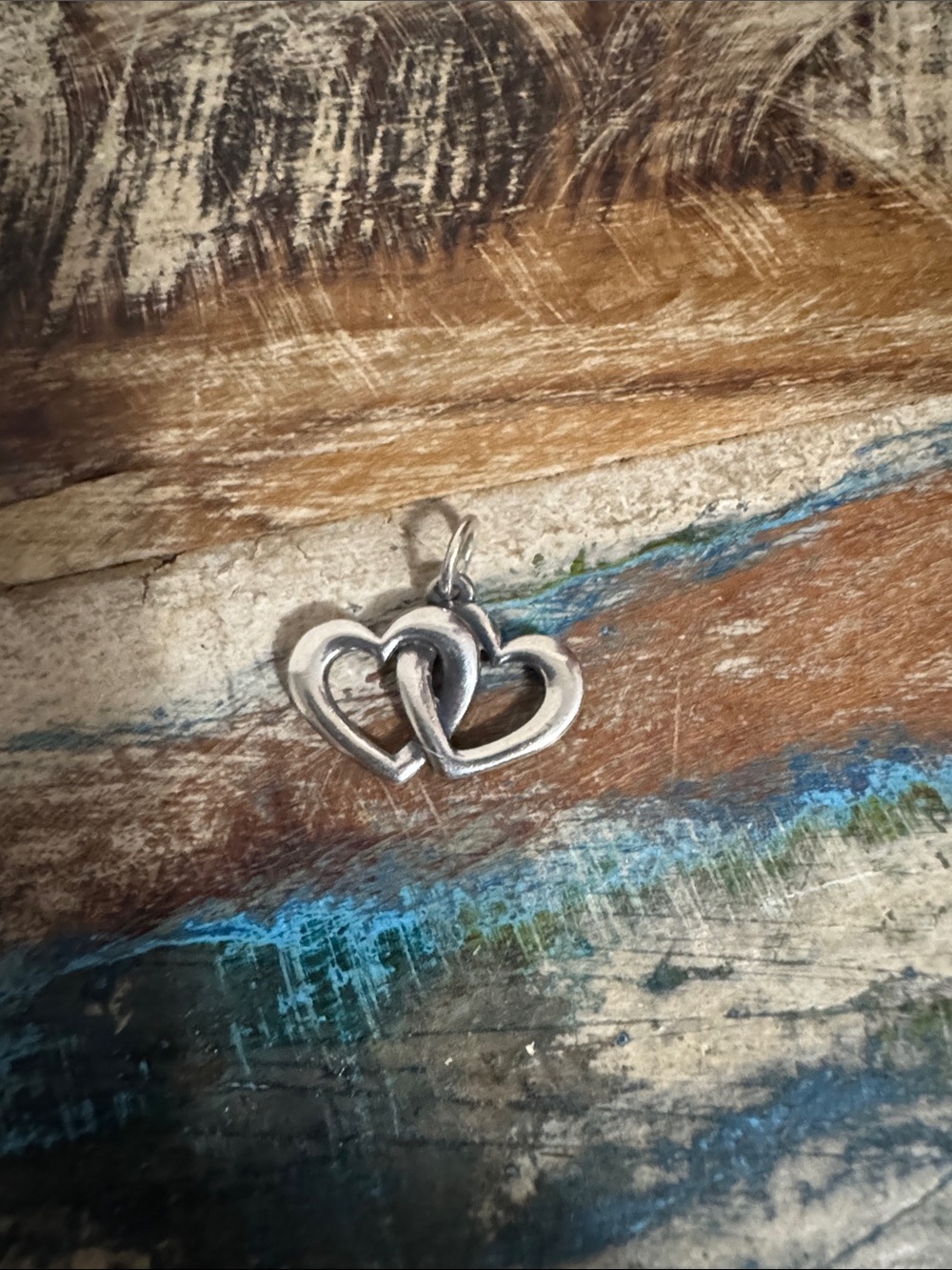 James Avery Linked Hearts Charm Interlocked Double Heart Pendant Charm - Silver